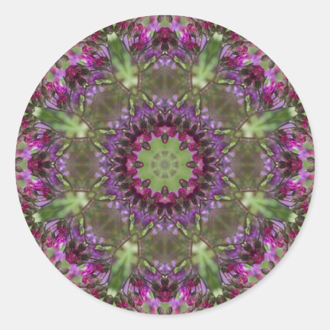 Riesenalge, Wildblume Kaleidoskop Runder Aufkleber (Vorderseite)