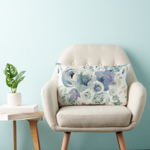 Riesenblaue Aquamarine Rose Wasserfarbe Lendenkissen