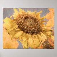 Riesenblumen Country Gelb Grau Decoupage Art