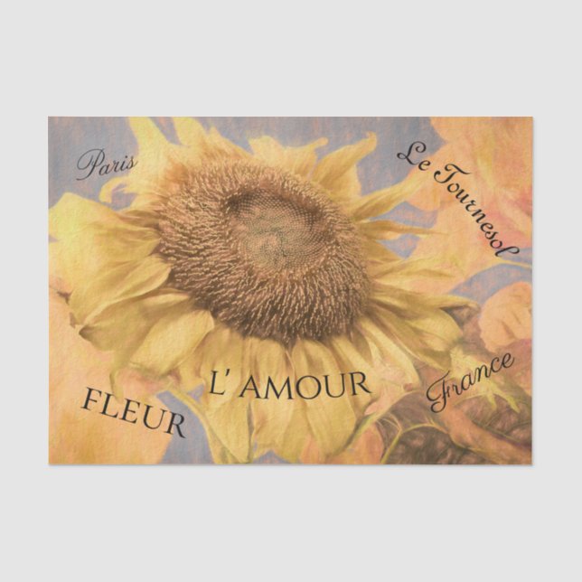 Riesenblumen Country Gelbe Grauschrift Seidenpapier (Vorderseite)