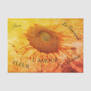 Riesenblumen Gelbe Grunge Vintages Skript Seidenpapier