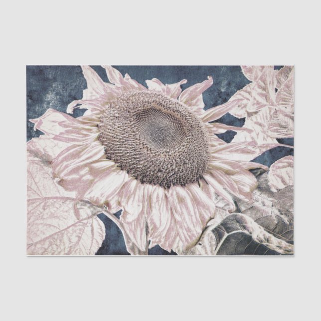 Riesenblumen Vintag Grau Sepia Decoupage Seidenpapier (Vorderseite)