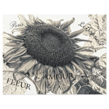 Riesenblumen Vintag Sepia Decoupage Ephemera