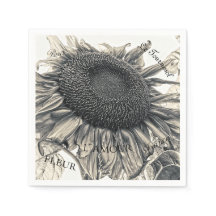 Riesenblumen Vintage Sepia-Dekoupage-Schrift