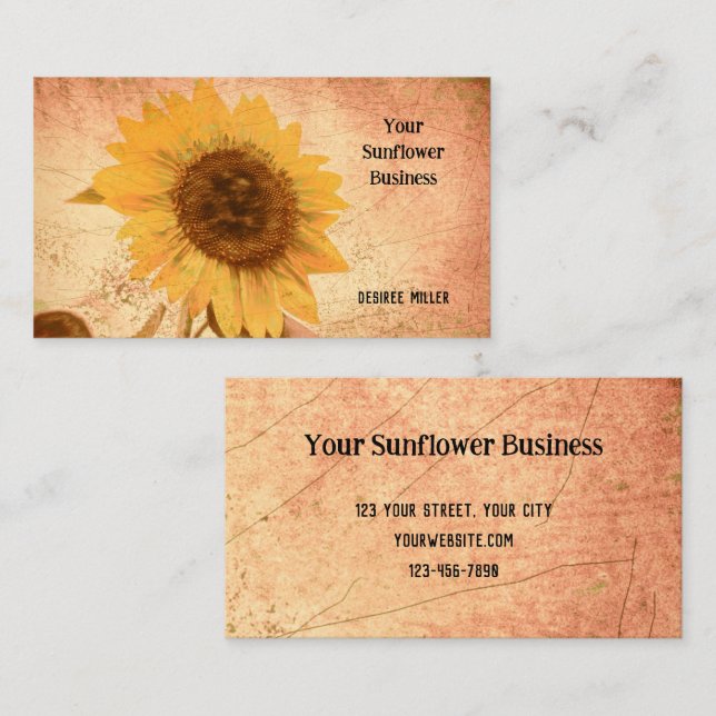 Riesenblüte Sepia Brown Yellow Texture Visitenkarte (Vorne/Hinten)