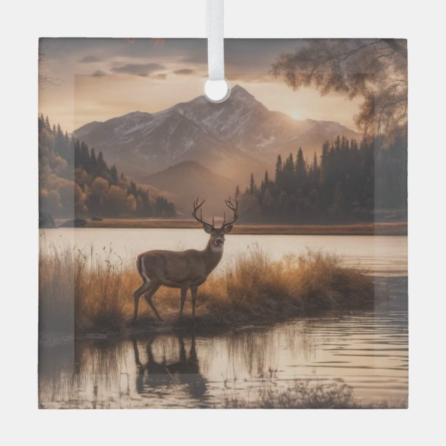 Riesengebirge am Bergsee Ornament Aus Glas (Vorderseite)