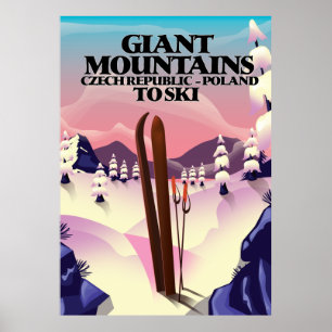 Riesengebirge Polen Reiseplakat. Poster