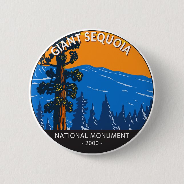 Riesengebirge Sequoia Nationalmuseum Vintag Button (Vorderseite)