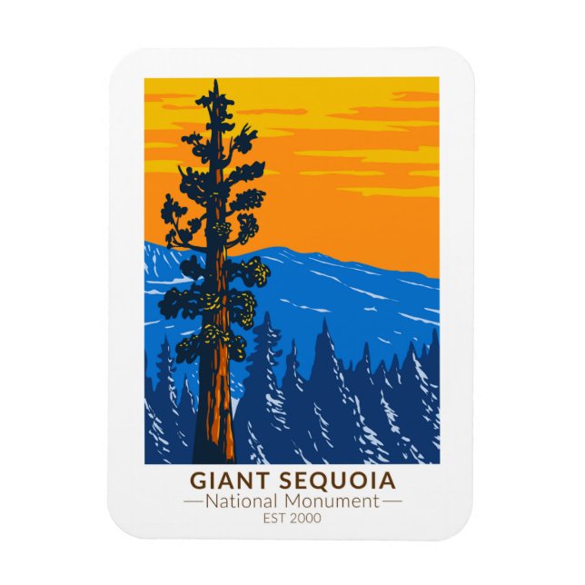 Riesengebirge Sequoia Nationalmuseum Vintag Magnet (Vertikal)