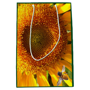 Riesengelbe Mammut Sonnenblume und Biene Mittlere Geschenktüte