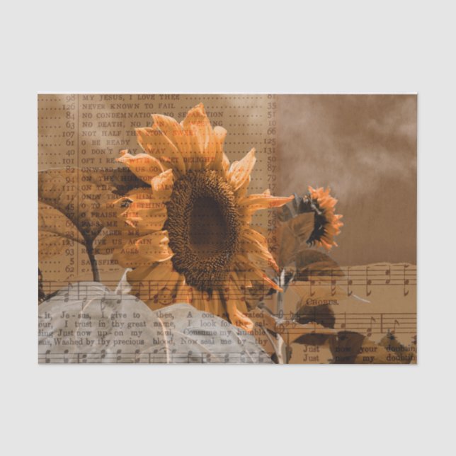 Riesengelbe Sonnenblumen Rustikale Hymne Musik Seidenpapier (Vorderseite)