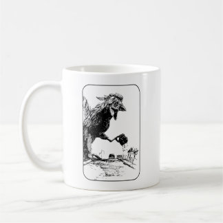 Riesenhähnchen durch die Stadt spazieren Kaffeetasse