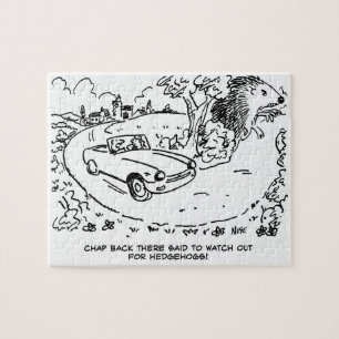 Riesenigel und Sportwagen Cartoon