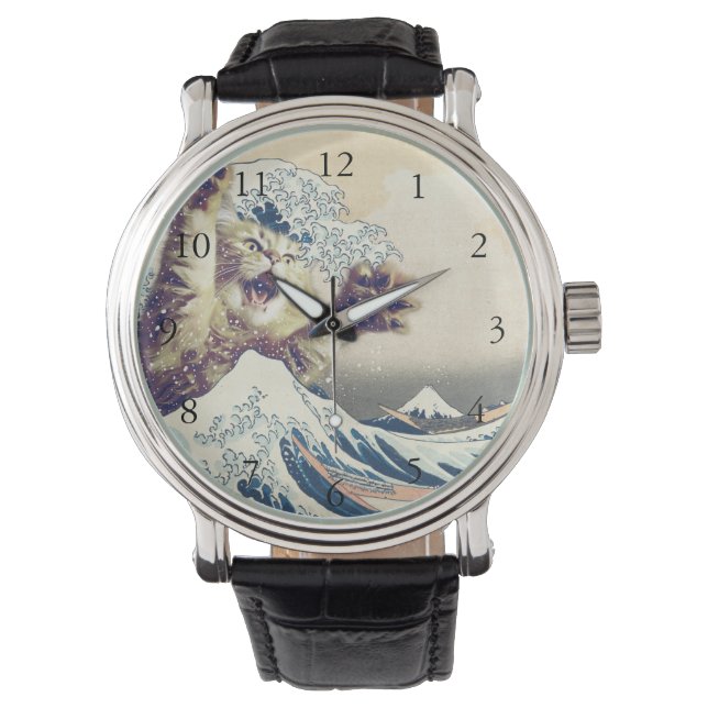 Riesenkatzenwelle - Die große Welle vor Kanagawa Armbanduhr (Vorderseite)