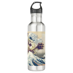 Riesenkatzenwelle - Die große Welle vor Kanagawa Edelstahlflasche