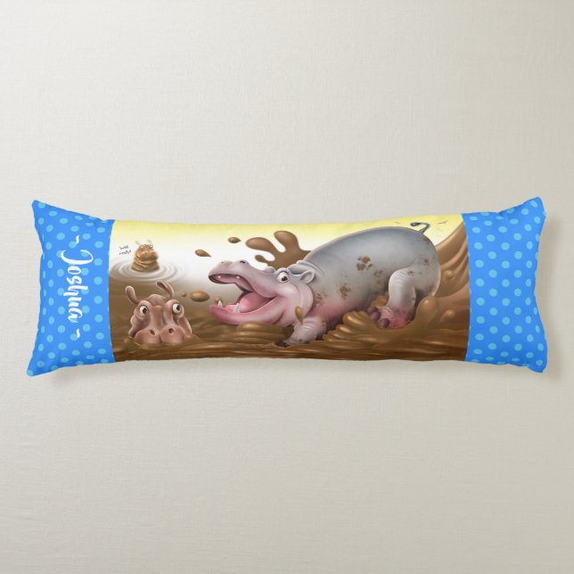 Riesenkissen Hippos im Schlamm Seitenschläferkissen (Vorderseite)