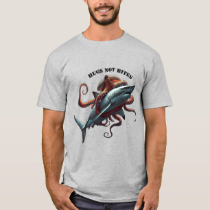 Riesenkraken, die einen riesigen, großen, weißen H T-Shirt