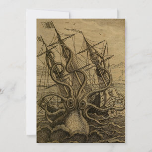 Riesenktopus Vintag 1801 Etching Dankeskarte