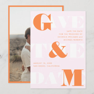 Riesenmonogramm Ampersand Peach Orange Pink Hochze Einladung