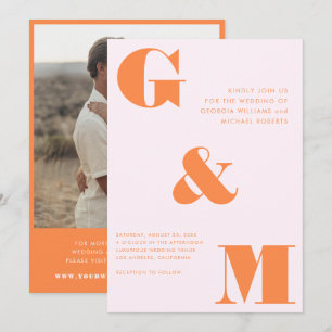 Riesenmonogramm Ampersand Peach Orange Pink Hochze Einladung