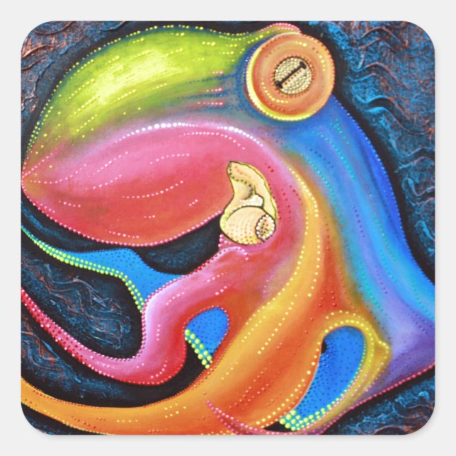 Riesenoctopus Quadratischer Aufkleber (Vorderseite)