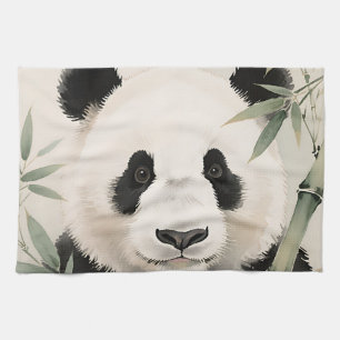 Riesenpanda-Bambus-Porträt Geschirrtuch