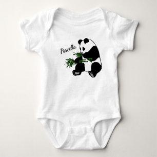 Riesenpanda frisst Bambus Name Baby Strampler