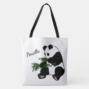 Riesenpanda frisst Bambus Name Tasche