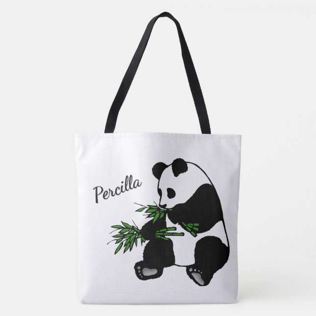 Riesenpanda frisst Bambus Name   Tasche (Vorderseite)