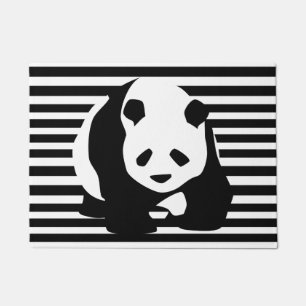 Riesenpanda und schwarze und weiße Streifen Fußmatte