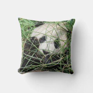 Riesenpanda versteckt sich im Gras Kissen