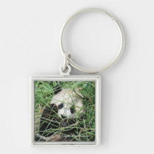 Riesenpanda versteckt sich im Gras Schlüsselanhänger