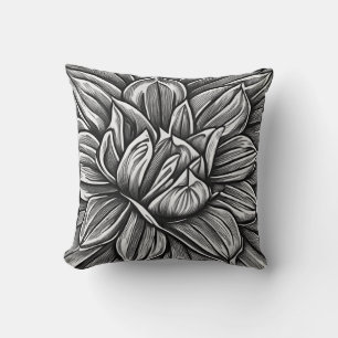Riesenpeony Blume Muster in Schwarz-Weiß Kissen