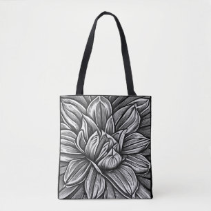 Riesenpeony Blume Muster in Schwarz-Weiß Tasche