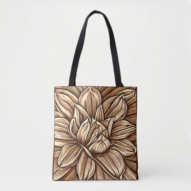 Riesenpferdmuster für die Blume in Braun und Beige Tasche (Vorderseite)