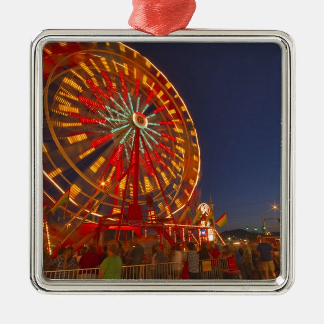 Riesenrad bei Dämmerung in der Nordwestmontana Silbernes Ornament (Vorne)