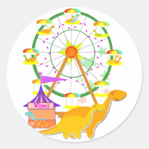 Riesenrad-Dinosaurier-Aufkleber Runder Aufkleber