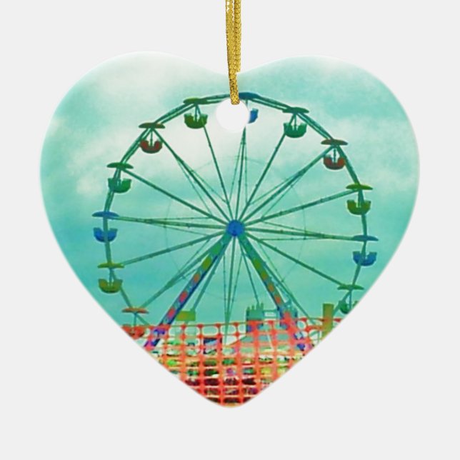 Riesenrad-FrühlingFest Misquamicut Strand Keramikornament (Vorne)
