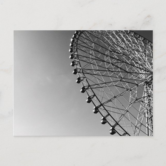 Riesenrad in Schwarz und Weiß Postkarte (Vorderseite)
