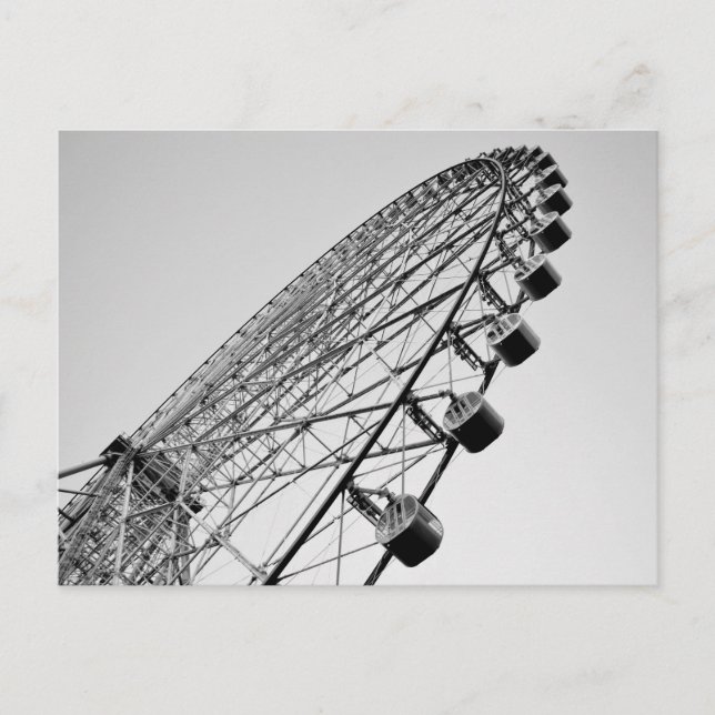 Riesenrad in Schwarz und Weiß Postkarte (Vorderseite)