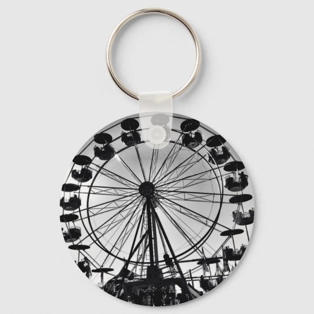 Riesenrad in Schwarz-Weiß-Foto-Geschenke Schlüsselanhänger (Vorderseite)