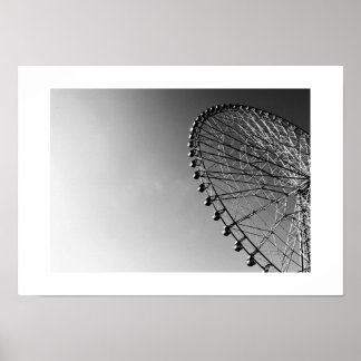 Riesenrad in Schwarz-Weiß Poster