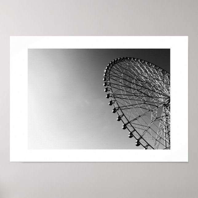Riesenrad in Schwarz-Weiß Poster (Vorne)