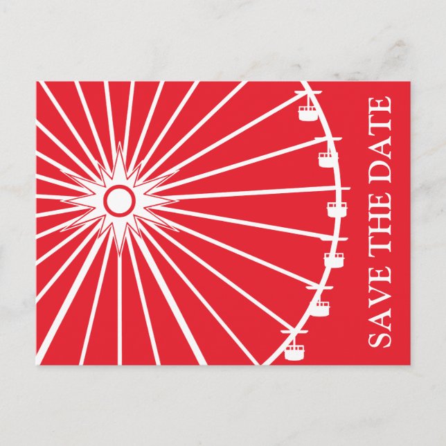 Riesenrad Save the Date Postkarten (rot) (Vorderseite)
