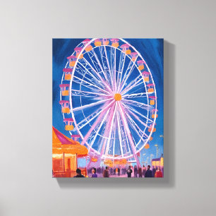 Riesenrad   Wasserfarbenbild Wasserfest Jahrmarkt Leinwanddruck