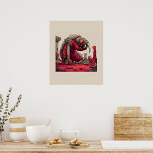 Riesenroter-Alien-Wurm-Monster-Plakat Poster