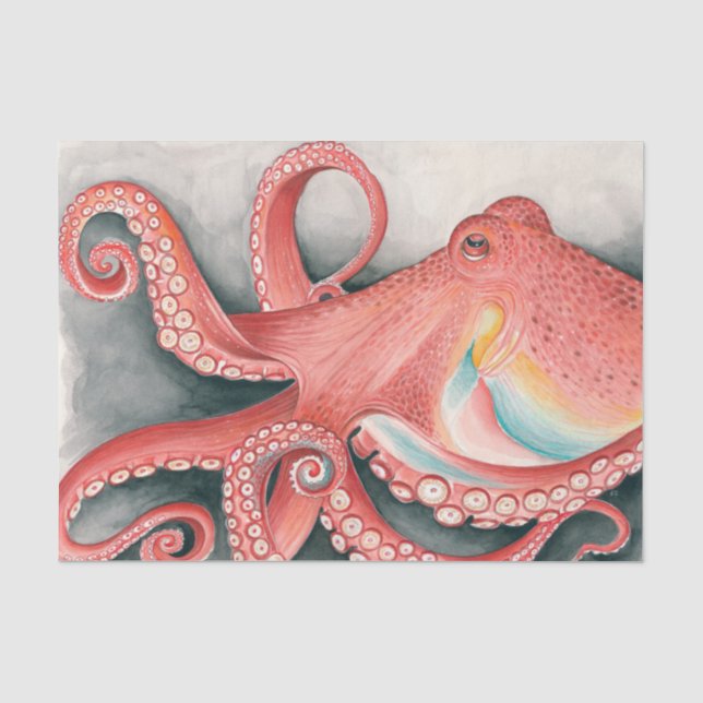 Riesenroter Pazifik Wasserfarben Kunst Seidenpapier (Vorderseite)