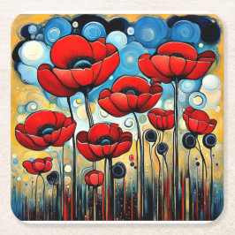 Riesenroter Poppies 1 Rechteckiger Pappuntersetzer