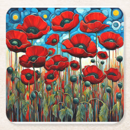 Riesenroter Poppies 2 Rechteckiger Pappuntersetzer