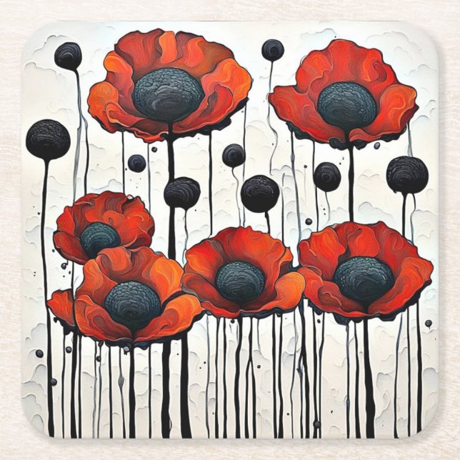 Riesenroter Poppies 3 Rechteckiger Pappuntersetzer (Vorderseite)